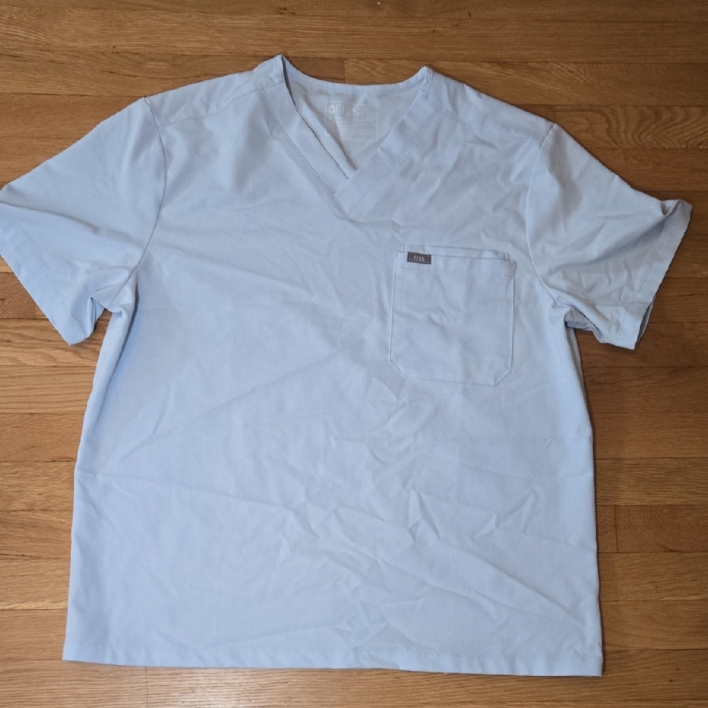 Men's Figs Blue V-Neck Short Sleeve Scrub Top